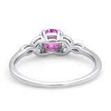 Vintage Art Deco Wedding Ring Round Simulated Cubic Zirconia 925 Sterling Silver