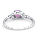 Vintage Art Deco Wedding Ring Round Simulated Cubic Zirconia 925 Sterling Silver