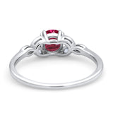 Vintage Art Deco Wedding Ring Round Simulated Cubic Zirconia 925 Sterling Silver