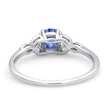 Vintage Art Deco Wedding Ring Round Simulated Cubic Zirconia 925 Sterling Silver