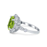 Large Oval Art Deco Wedding Ring Simulated Cubic Zirconia 925 Sterling Silver