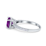 Vintage Cushion Cut Engagement Ring Simulated Cubic Zirconia 925 Sterling Silver
