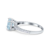 Vintage Cushion Cut Engagement Ring Simulated Cubic Zirconia 925 Sterling Silver