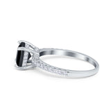 Vintage Cushion Cut Engagement Ring Simulated Cubic Zirconia 925 Sterling Silver