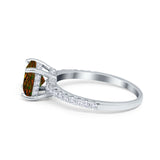 Vintage Cushion Cut Engagement Ring Simulated Cubic Zirconia 925 Sterling Silver