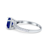 Vintage Cushion Cut Engagement Ring Simulated Cubic Zirconia 925 Sterling Silver