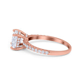Vintage Cushion Cut Engagement Ring Simulated Cubic Zirconia 925 Sterling Silver