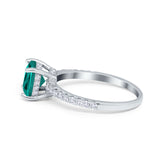 Vintage Cushion Cut Engagement Ring Simulated Cubic Zirconia 925 Sterling Silver