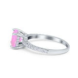 Vintage Cushion Cut Engagement Ring Simulated Cubic Zirconia 925 Sterling Silver