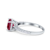 Vintage Cushion Cut Engagement Ring Simulated Cubic Zirconia 925 Sterling Silver