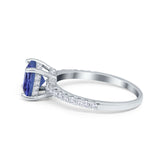 Vintage Cushion Cut Engagement Ring Simulated Cubic Zirconia 925 Sterling Silver