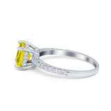 Vintage Cushion Cut Engagement Ring Simulated Cubic Zirconia 925 Sterling Silver
