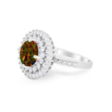 Halo Cocktail Wedding Engagement Ring Round Cubic Zirconia 925 Sterling Silver