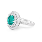 Halo Cocktail Wedding Engagement Ring Round Cubic Zirconia 925 Sterling Silver