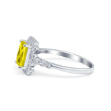 Halo Radiant Cut Wedding Ring Simulated Cubic Zirconia 925 Sterling Silver