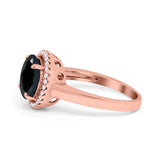 Halo Engagement Ring Large Round Simulated Cubic Zirconia 925 Sterling Silver