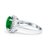 Halo Engagement Ring Large Round Simulated Cubic Zirconia 925 Sterling Silver