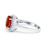 Halo Engagement Ring Large Round Simulated Cubic Zirconia 925 Sterling Silver
