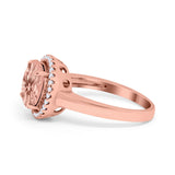 Halo Engagement Ring Large Round Simulated Cubic Zirconia 925 Sterling Silver