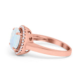 Halo Engagement Ring Large Round Simulated Cubic Zirconia 925 Sterling Silver