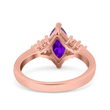 Vintage Art Deco Marquise Wedding Ring Simulated Cubic Zirconia 925 Sterling Silver