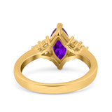 Vintage Art Deco Marquise Wedding Ring Simulated Cubic Zirconia 925 Sterling Silver