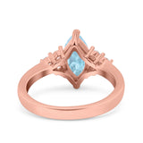 Vintage Art Deco Marquise Wedding Ring Simulated Cubic Zirconia 925 Sterling Silver