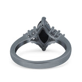 Vintage Art Deco Marquise Wedding Ring Simulated Cubic Zirconia 925 Sterling Silver