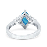Vintage Art Deco Marquise Wedding Ring Simulated Cubic Zirconia 925 Sterling Silver