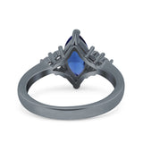 Vintage Art Deco Marquise Wedding Ring Simulated Cubic Zirconia 925 Sterling Silver