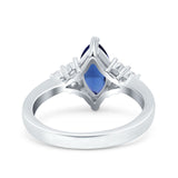 Vintage Art Deco Marquise Wedding Ring Simulated Cubic Zirconia 925 Sterling Silver