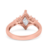 Vintage Art Deco Marquise Wedding Ring Simulated Cubic Zirconia 925 Sterling Silver