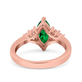 Vintage Art Deco Marquise Wedding Ring Simulated Cubic Zirconia 925 Sterling Silver