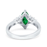 Vintage Art Deco Marquise Wedding Ring Simulated Cubic Zirconia 925 Sterling Silver