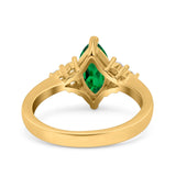 Vintage Art Deco Marquise Wedding Ring Simulated Cubic Zirconia 925 Sterling Silver