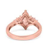 Vintage Art Deco Marquise Wedding Ring Simulated Cubic Zirconia 925 Sterling Silver