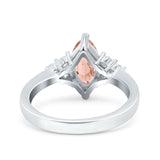 Vintage Art Deco Marquise Wedding Ring Simulated Cubic Zirconia 925 Sterling Silver