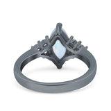 Vintage Art Deco Marquise Wedding Ring Simulated Cubic Zirconia 925 Sterling Silver