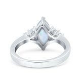 Vintage Art Deco Marquise Wedding Ring Simulated Cubic Zirconia 925 Sterling Silver