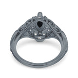 Marquise Art Deco Wedding Engagement Bridal Ring Accent Vintage Round Simulated Cubic Zirconia 925 Sterling Silver