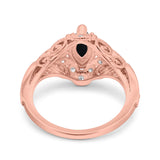 Marquise Art Deco Wedding Engagement Bridal Ring Accent Vintage Round Simulated Cubic Zirconia 925 Sterling Silver