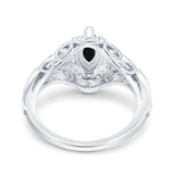 Marquise Art Deco Wedding Engagement Bridal Ring Accent Vintage Round Simulated Cubic Zirconia 925 Sterling Silver