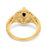 Marquise Art Deco Wedding Engagement Bridal Ring Accent Vintage Round Simulated Cubic Zirconia 925 Sterling Silver