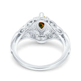 Marquise Art Deco Wedding Engagement Bridal Ring Accent Vintage Round Simulated Cubic Zirconia 925 Sterling Silver