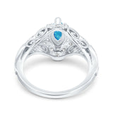 Marquise Art Deco Wedding Engagement Bridal Ring Accent Vintage Round Simulated Cubic Zirconia 925 Sterling Silver