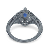 Marquise Art Deco Wedding Engagement Bridal Ring Accent Vintage Round Simulated Cubic Zirconia 925 Sterling Silver