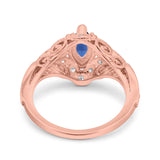 Marquise Art Deco Wedding Engagement Bridal Ring Accent Vintage Round Simulated Cubic Zirconia 925 Sterling Silver