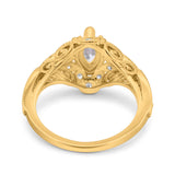 Marquise Art Deco Wedding Engagement Bridal Ring Accent Vintage Round Simulated Cubic Zirconia 925 Sterling Silver