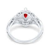Marquise Art Deco Wedding Engagement Bridal Ring Accent Vintage Round Simulated Cubic Zirconia 925 Sterling Silver
