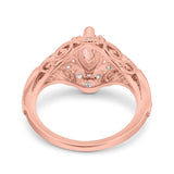 Marquise Art Deco Wedding Engagement Bridal Ring Accent Vintage Round Simulated Cubic Zirconia 925 Sterling Silver